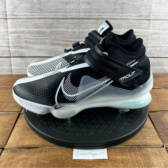 Nike Force Zoom Trout 7 Black White Baseball Cleats - Picture 3 of 8